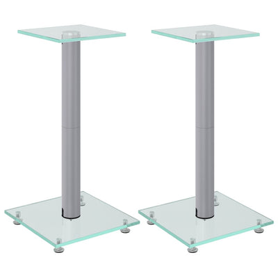 Speaker Stands 2 pcs Silver Tempered Glass 1 Pillar Design Payday Deals