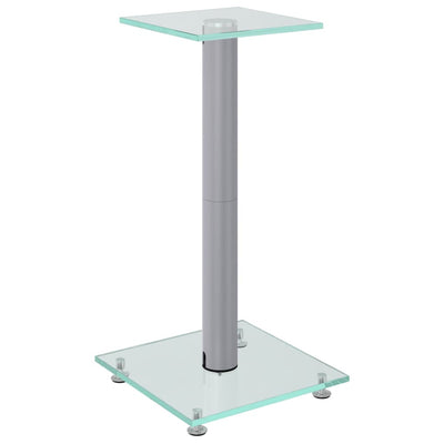Speaker Stands 2 pcs Silver Tempered Glass 1 Pillar Design Payday Deals