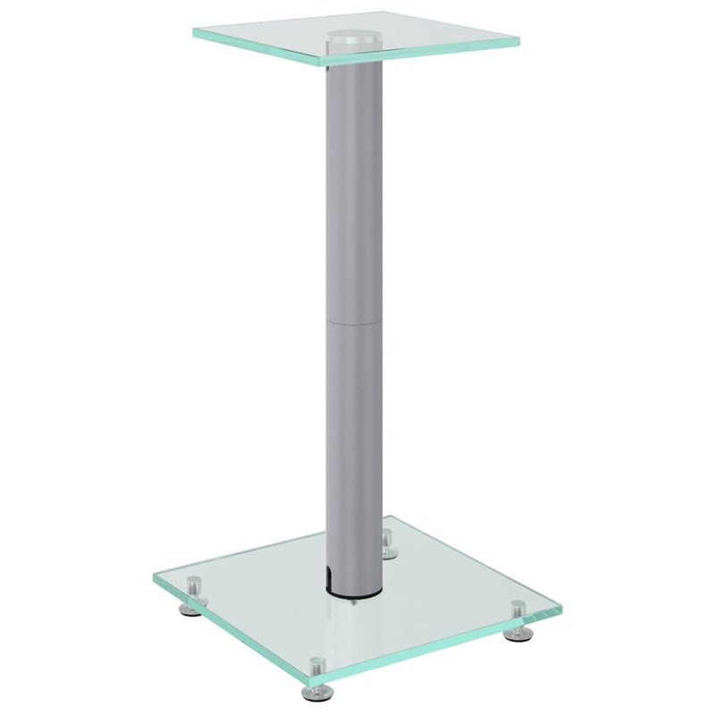 Speaker Stands 2 pcs Silver Tempered Glass 1 Pillar Design Payday Deals