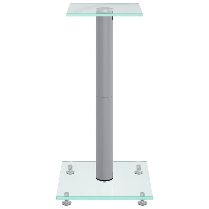 Speaker Stands 2 pcs Silver Tempered Glass 1 Pillar Design Payday Deals
