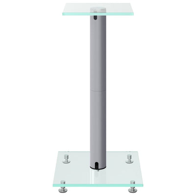 Speaker Stands 2 pcs Silver Tempered Glass 1 Pillar Design Payday Deals
