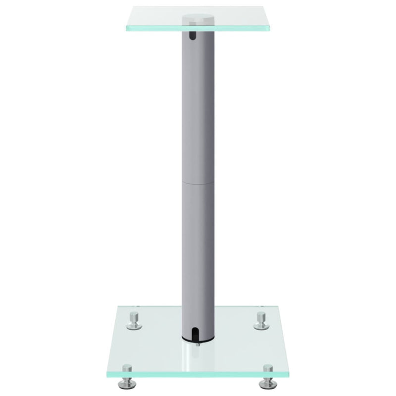 Speaker Stands 2 pcs Silver Tempered Glass 1 Pillar Design Payday Deals
