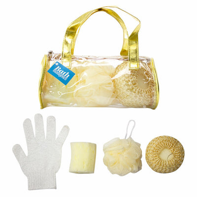 Sponge Exfoliating Glove Loofa And Scrunchie Bath Gift Set