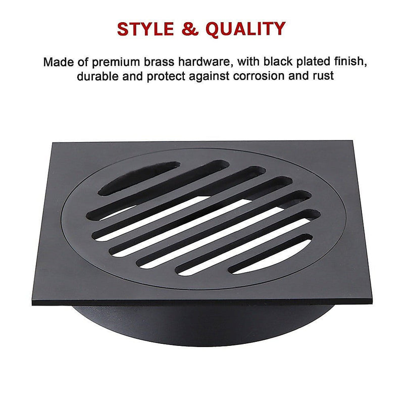 Square Black Floor Grate Drain 110 mm Full Brass Construction Payday Deals