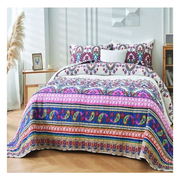 St Clair 100% Cotton Quilted 2 pcs Bedspread Coverlet Set King Single Payday Deals