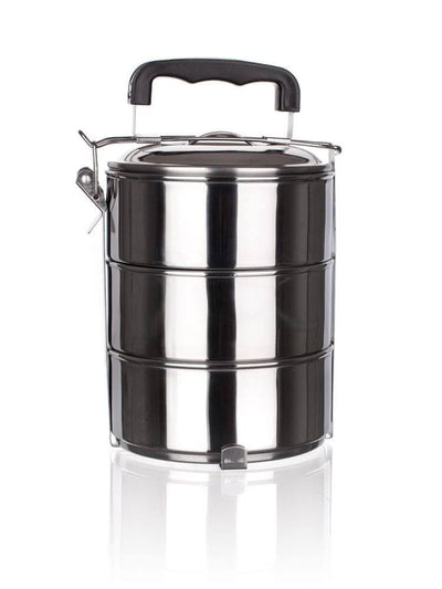 Stackable 3-Tier Stainless Steel Lunch Bento Box Tiffin Storage Pot - 23cm x 15cm