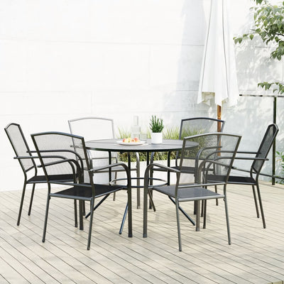 Stackable Garden Chair Set 7 Piece Anthracite Powder-coated Steel Payday Deals