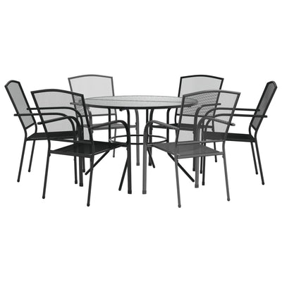 Stackable Garden Chair Set 7 Piece Anthracite Powder-coated Steel Payday Deals