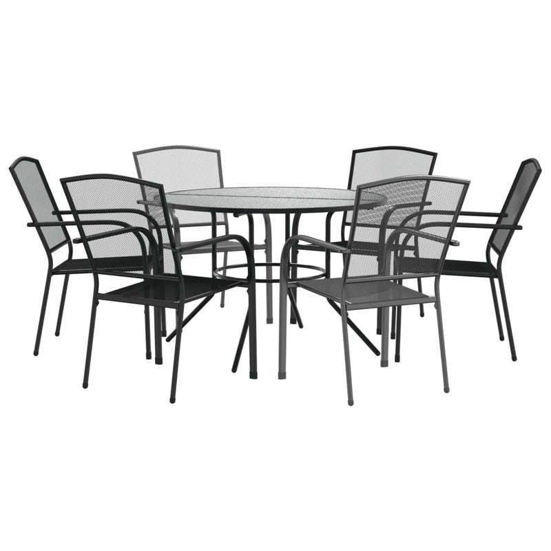 Stackable Garden Chair Set 7 Piece Anthracite Powder-coated Steel Payday Deals