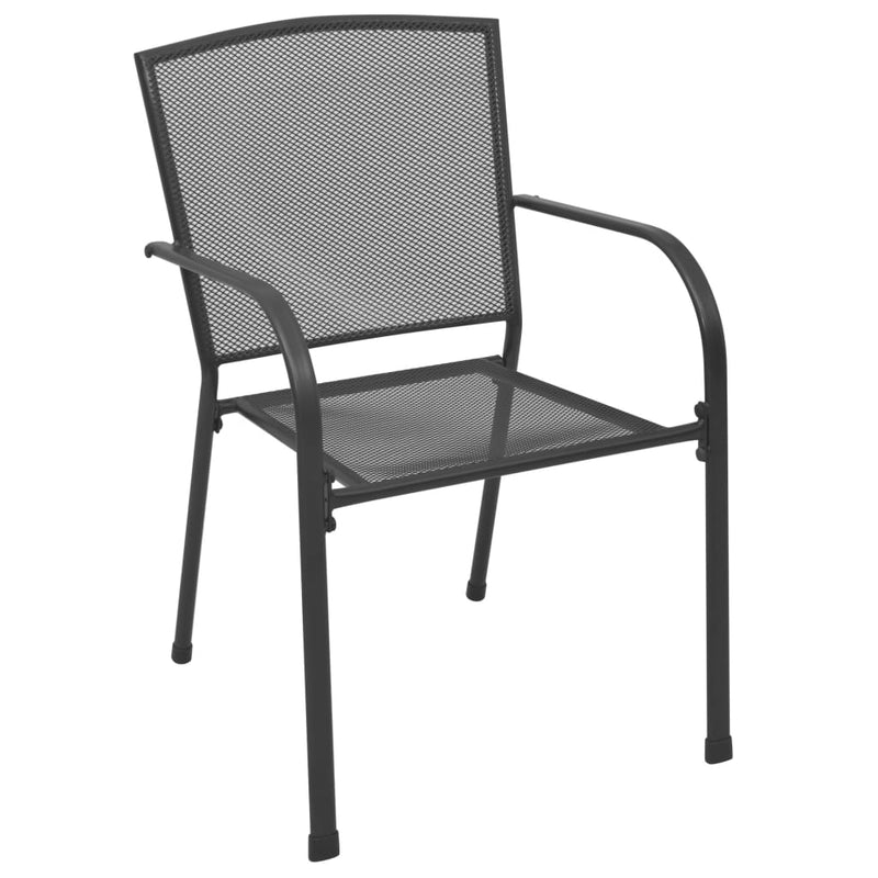 Stackable Garden Chair Set 7 Piece Anthracite Powder-coated Steel Payday Deals