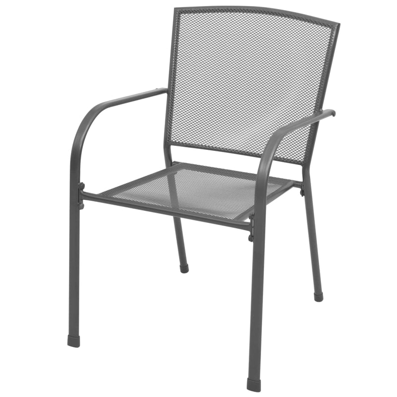Stackable Garden Chair Set 7 Piece Anthracite Powder-coated Steel Payday Deals