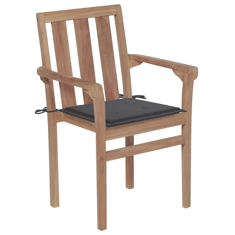 Stackable Garden Chairs with Cushions 4 pcs Solid Teak Wood Payday Deals
