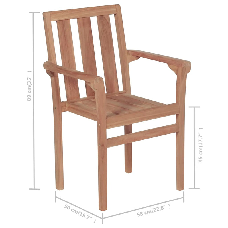 Stackable Garden Chairs with Cushions 6 pcs Solid Teak Wood Payday Deals