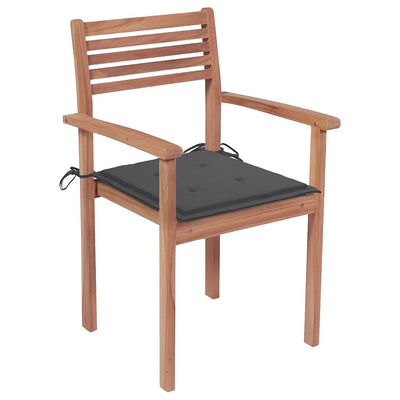 Stackable Garden Chairs with Cushions 6 pcs Solid Teak Wood Payday Deals