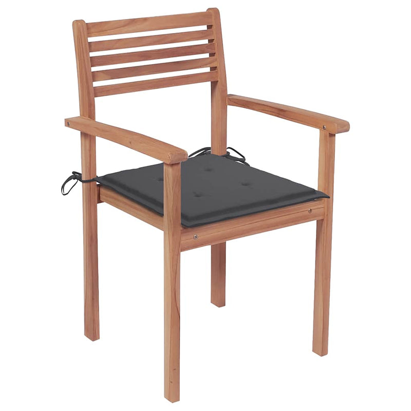 Stackable Garden Chairs with Cushions 6 pcs Solid Teak Wood Payday Deals