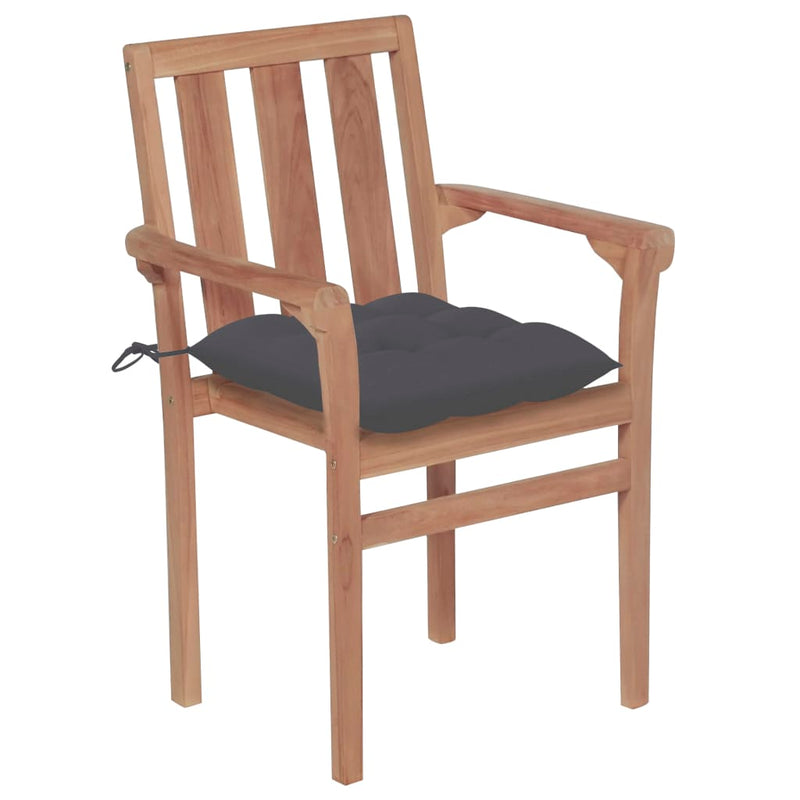 Stackable Garden Chairs with Cushions 6 pcs Solid Teak Wood Payday Deals