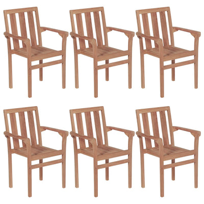 Stackable Garden Chairs with Cushions 6 pcs Solid Teak Wood Payday Deals