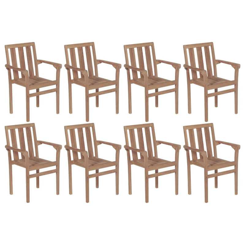 Stackable Garden Chairs with Cushions 8 pcs Solid Teak Wood Payday Deals