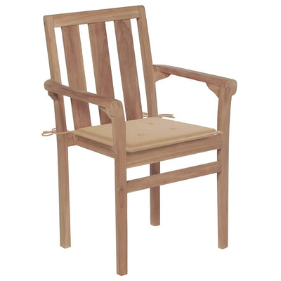 Stackable Garden Chairs with Cushions 8 pcs Solid Teak Wood Payday Deals