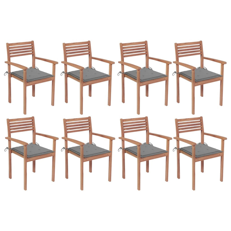 Stackable Garden Chairs with Cushions 8 pcs Solid Teak Wood Payday Deals
