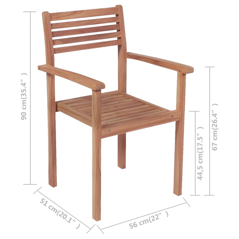 Stackable Garden Chairs with Cushions 8 pcs Solid Teak Wood Payday Deals