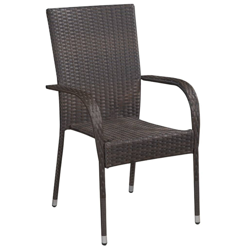 Stackable Outdoor Chairs 2 pcs Poly Rattan Brown Payday Deals