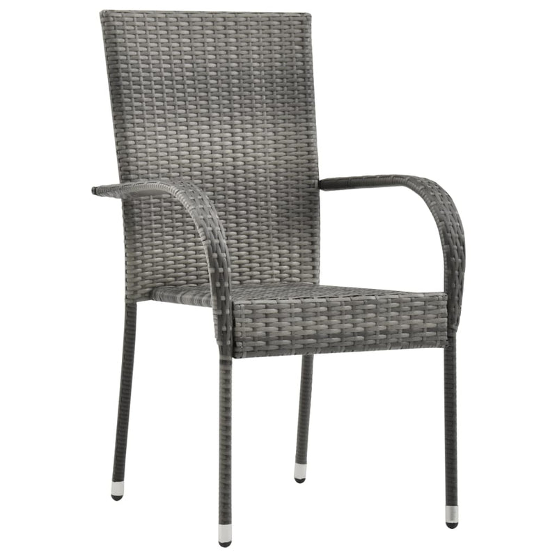 Stackable Outdoor Chairs 4 pcs Grey Poly Rattan Payday Deals