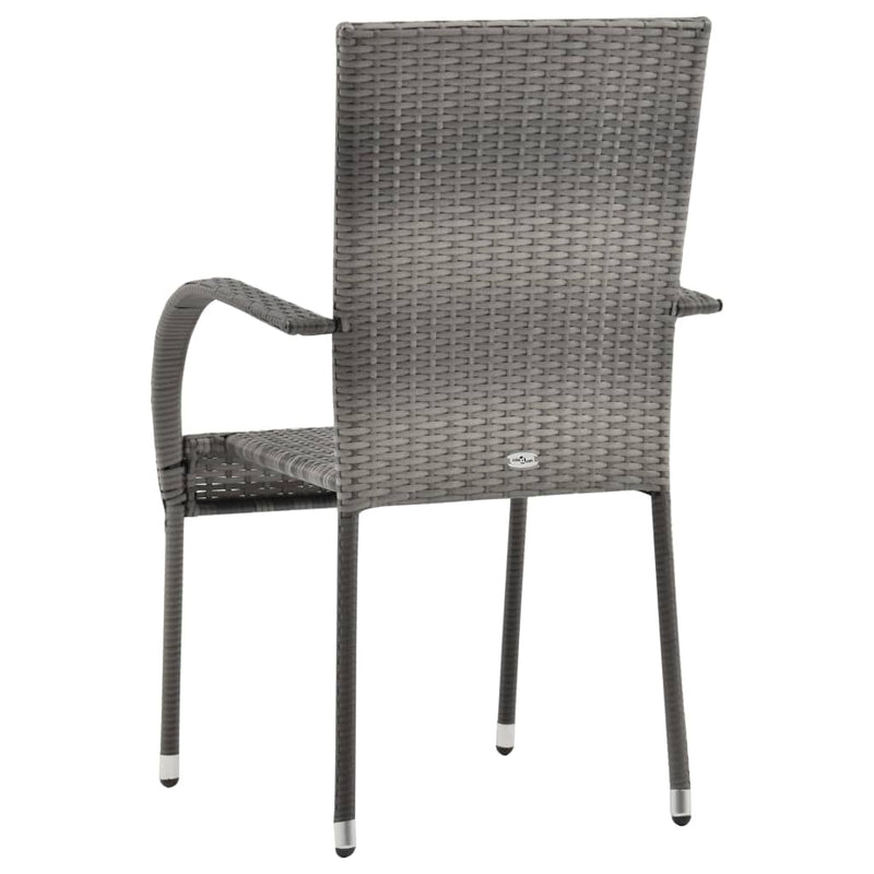 Stackable Outdoor Chairs 4 pcs Grey Poly Rattan Payday Deals