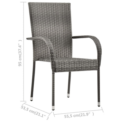 Stackable Outdoor Chairs 4 pcs Grey Poly Rattan Payday Deals