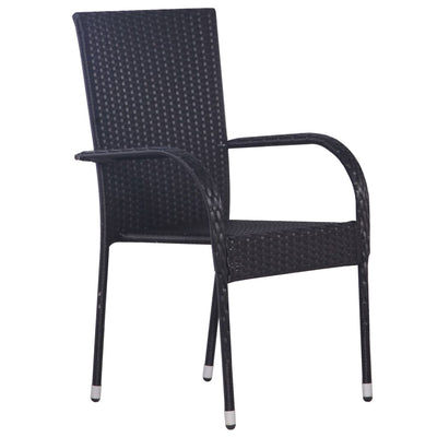 Stackable Outdoor Chairs 4 pcs Poly Rattan Black Payday Deals