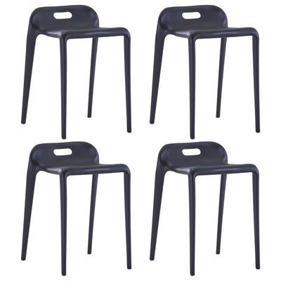 Stackable Stools 4 pcs Black Plastic Payday Deals