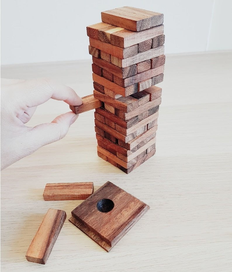 Stacking blocks wood balance game handmade stacking Fun Board Games Kids Ages 4 to Adults Payday Deals