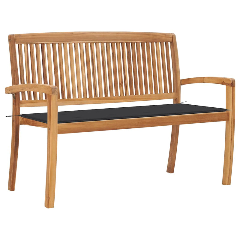 Stacking Garden Bench with Cushion 128.5 cm Solid Teak Wood Payday Deals