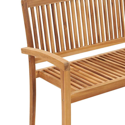 Stacking Garden Bench with Cushion 128.5 cm Solid Teak Wood Payday Deals