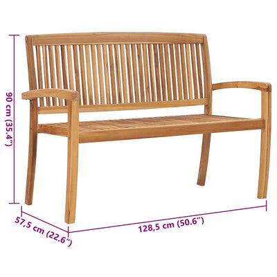 Stacking Garden Bench with Cushion 128.5 cm Solid Teak Wood Payday Deals