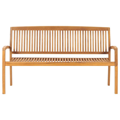 Stacking Garden Bench with Cushion 159 cm Solid Teak Wood Payday Deals