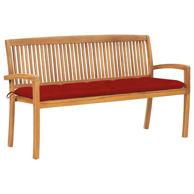Stacking Garden Bench with Cushion 159 cm Solid Teak Wood Payday Deals
