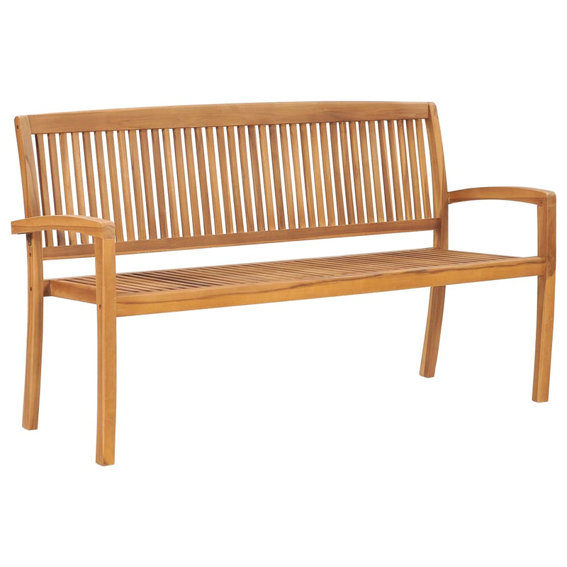 Stacking Garden Bench with Cushion 159 cm Solid Teak Wood Payday Deals