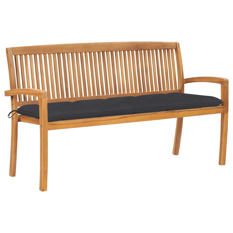 Stacking Garden Bench with Cushion 159 cm Solid Teak Wood Payday Deals