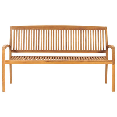 Stacking Garden Bench with Cushion 159 cm Solid Teak Wood Payday Deals