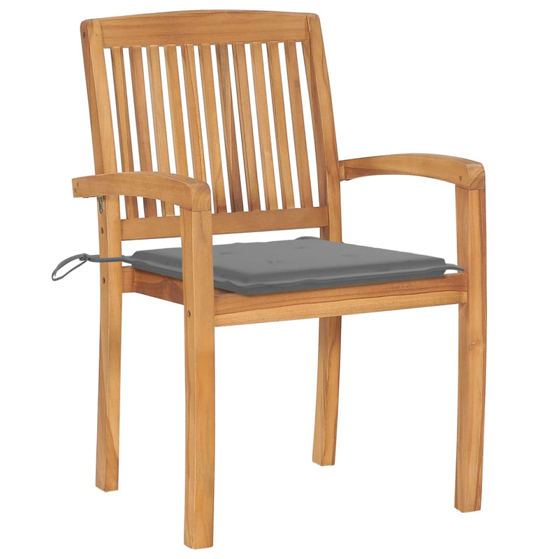 Stacking Garden Chairs with Cushions 4 pcs Solid Teak Wood Payday Deals