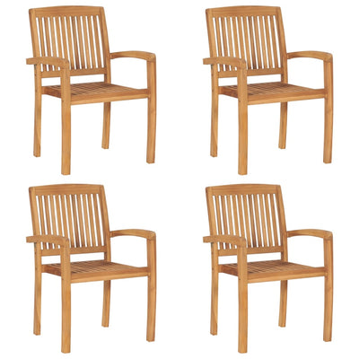 Stacking Garden Chairs with Cushions 4 pcs Solid Teak Wood Payday Deals