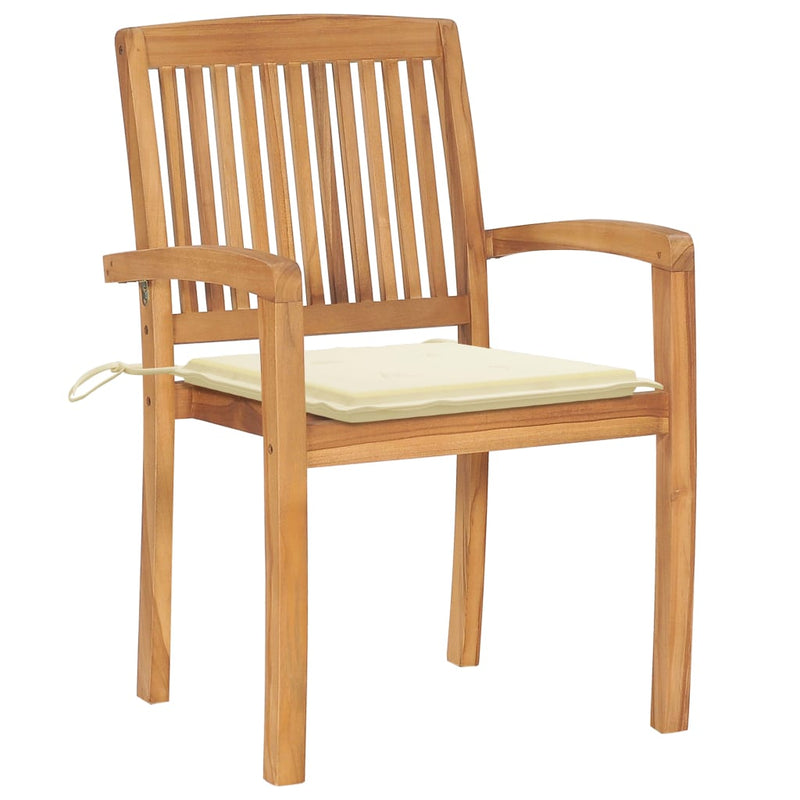 Stacking Garden Chairs with Cushions 4 pcs Solid Teak Wood Payday Deals