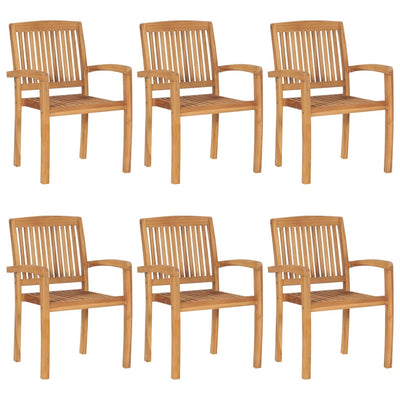Stacking Garden Chairs with Cushions 6 pcs Solid Teak Wood Payday Deals