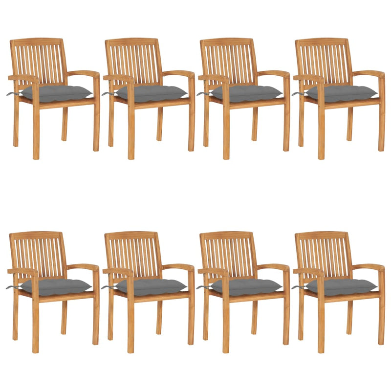 Stacking Garden Chairs with Cushions 8 pcs Solid Teak Wood Payday Deals