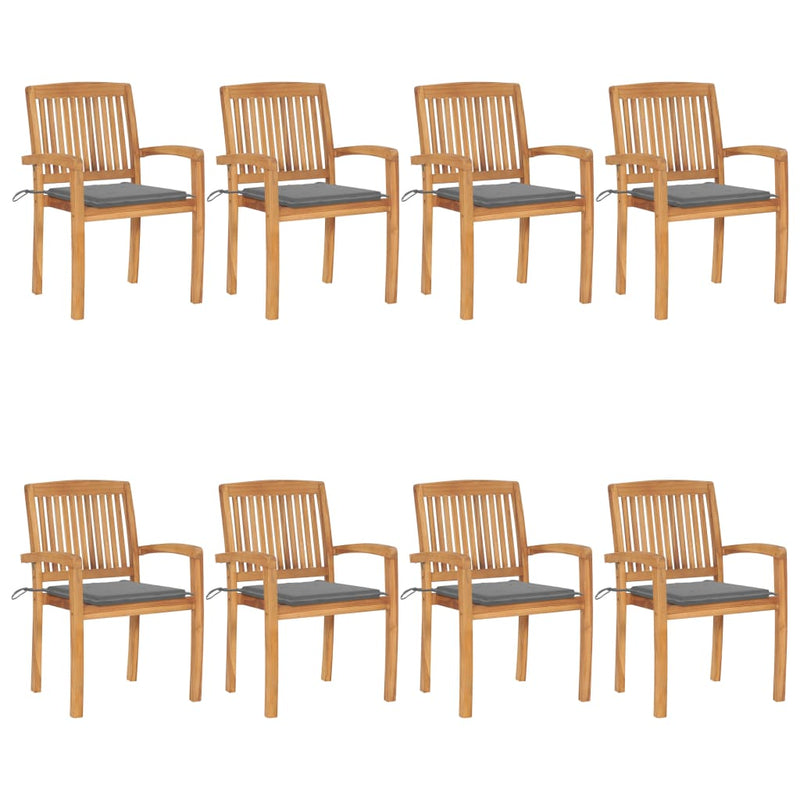 Stacking Garden Chairs with Cushions 8 pcs Solid Teak Wood Payday Deals
