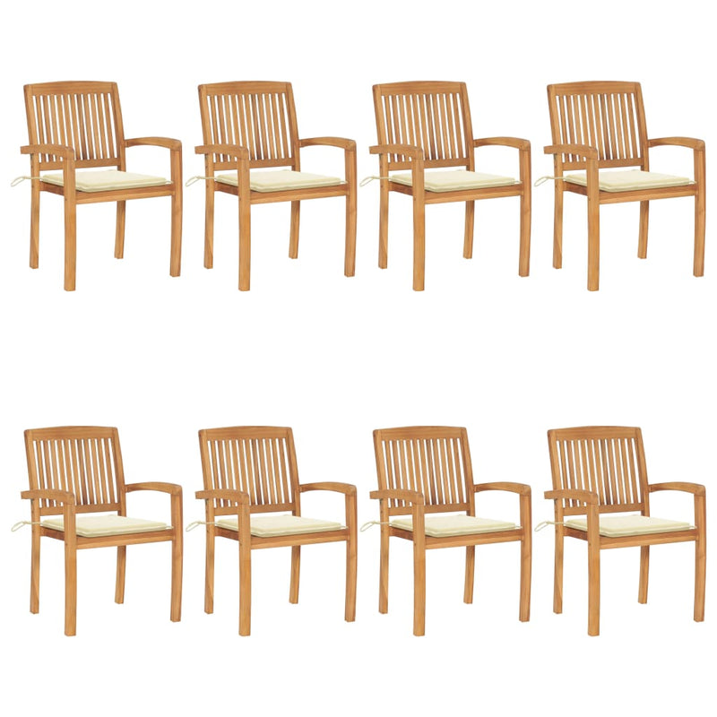 Stacking Garden Chairs with Cushions 8 pcs Solid Teak Wood Payday Deals