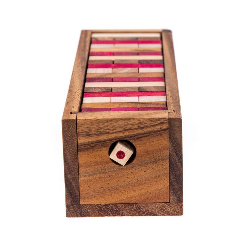 Stacking tumbling blocks wood Red colours balance game with dice play options handmade stacking Fun Board Games Kids Ages 4 to Adults Payday Deals