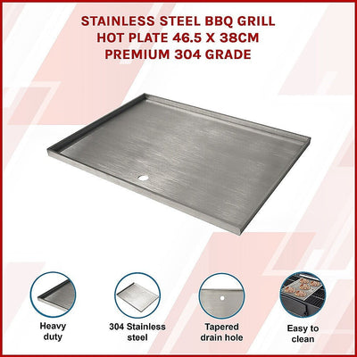 Stainless Steel BBQ Grill Hot Plate 46.5 x 38CM Premium 304 Grade Payday Deals