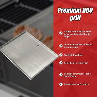 Stainless Steel BBQ Grill Hot Plate 46.5 x 38CM Premium 304 Grade Payday Deals